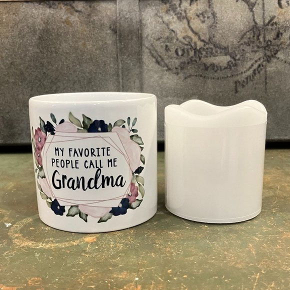 My Favorite People Call Me Grandma Ceramic Candle Holder and LED Candle - Picture 4 of 6
